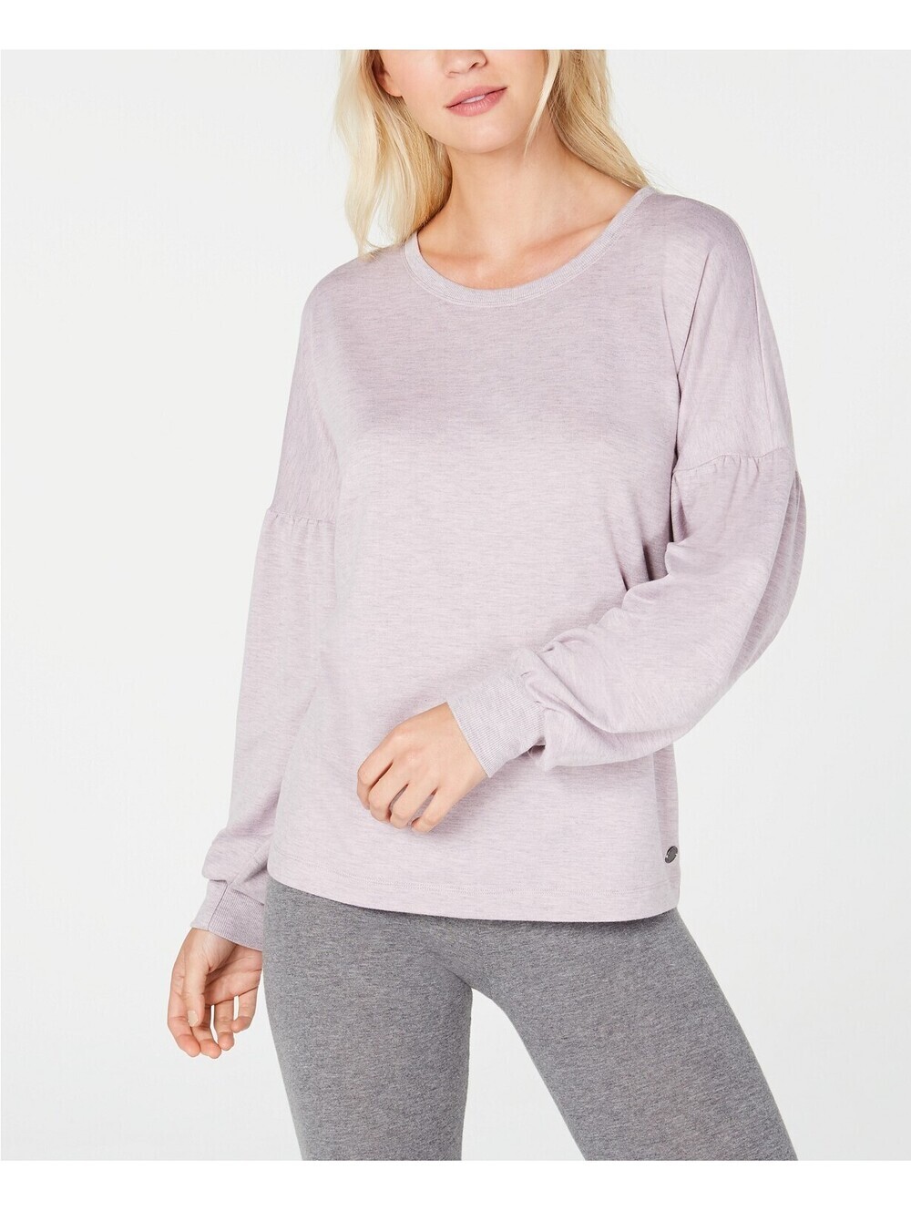 Ideology Womens Flowing-sleeve Sweatshirt Pink Dolphin Heather Size 2XL